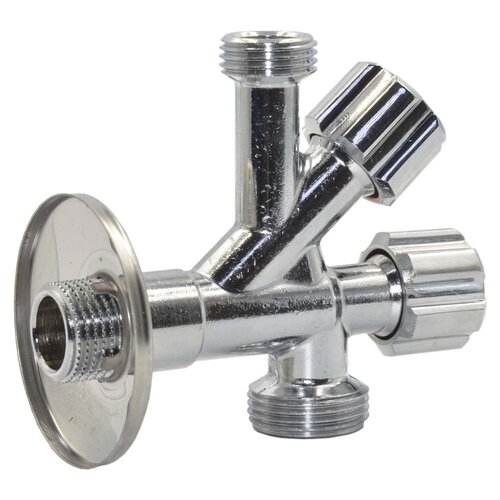D902694  Кран подвійний кутовий для сантехприладів  ?1/2" х 1/2" х 3/4"  VA Albertoni srl