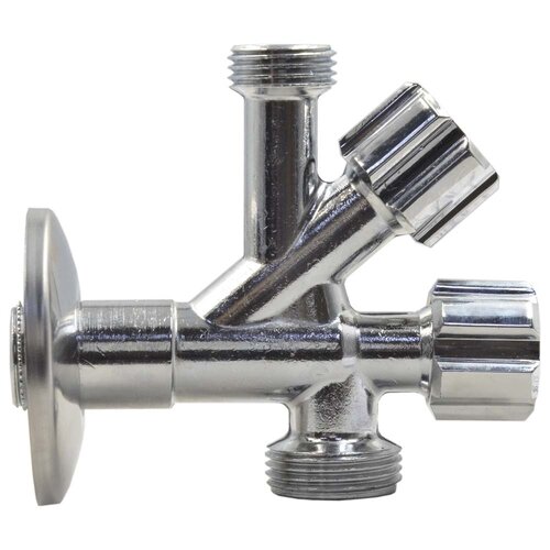 D902694  Кран подвійний кутовий для сантехприладів  ?1/2" х 1/2" х 3/4"  VA Albertoni srl