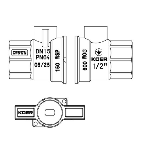 KOER EXTREME KE.227-15 - 1/2" Кран з американкою, ручка "метелик" червона (56 шт/ящ, 14шт/уп)