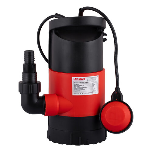 KOER KDP-550 COMBI Насос дренажний, корп.пластик Н = 7,5 М, Q = 10,5 кбМ, P = 550 Вт (25,32,40 мм