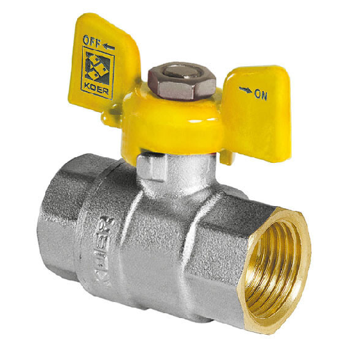 KOER KR.217.G - 1/2" FF Кран кульовий ГГМ YELLOW, ручка "метелик" жовта (, 24шт/уп)