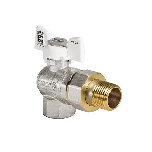 KOER KR.228.W - 3/4" WHITE Кран з американкою кутовий (32 шт/ящ, 8шт/уп)