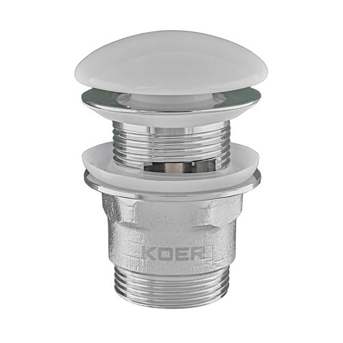 KOER PW-03-11 1 1/4' Донний клапан для умивальника з переливом (кнопка) (Біла