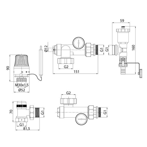 KOER KR 1022L2-1 Змішувальний вузел для колектора лівий  (кутовий)