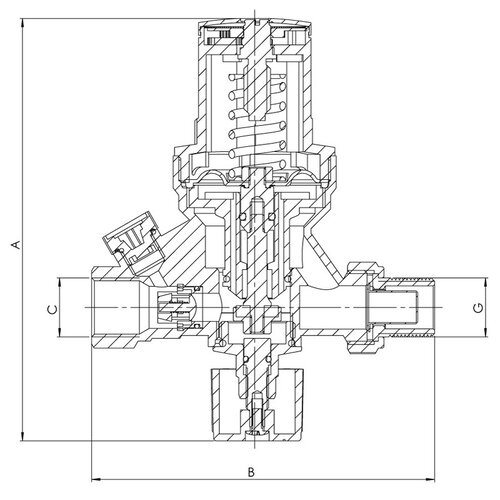 KOER KR.1259 - 1/2''  Клапан підж. з вих. для підключ. манометра (30 шт/ящ)