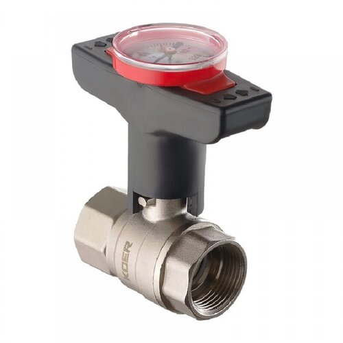 KOER KR.240 -1* Кран кульовий з пластик. ручкою(червона) і термометр (48 шт.)