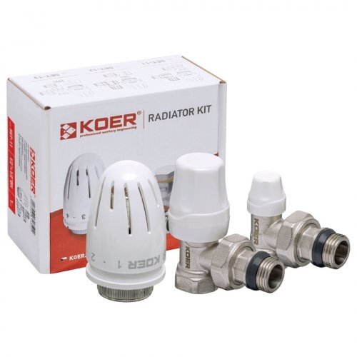 KOER SET-11 - 1/2x1/2 Комп для підключ. радіатор. термог. Кутовий з резинкою ( Коробка)