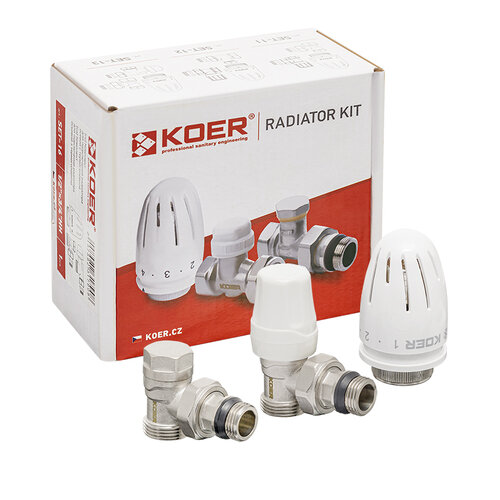 KOER SET-14 - 1/2x3/4 Комп для підключ. радіатор. термог. Кутовий з резинкою НН
