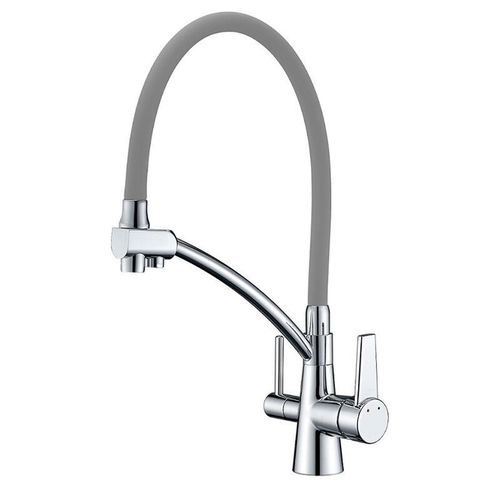 KOER KB-72003-02 Зміш. для кухні з виходом для питної води (Колір нерж+силік.вилив сірий)