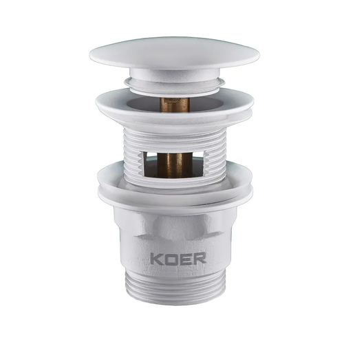 KOER PW-03-03 1 1/4'' Донний клапан для умивальника з переливом (кнопка) (Білий)