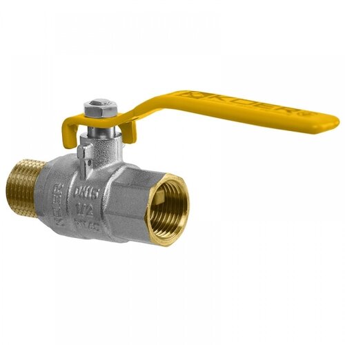 KOER KG.205 - 1/2" FM Кран кульовий ГШВ ГАЗ, ручка "важіль" жовта (72 шт/ящ, 18шт/уп)