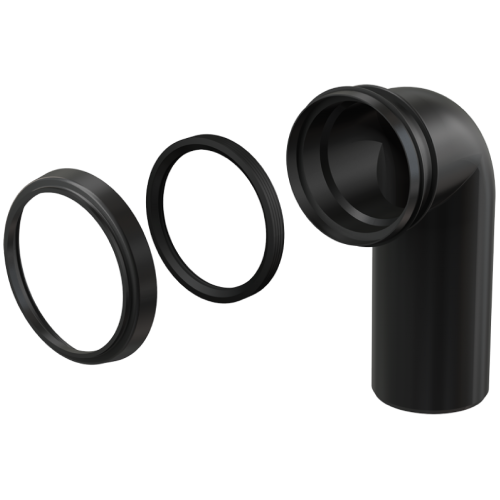 AlcaPlast M908 - 90х90° Коліно для інсталяції (Чорне)