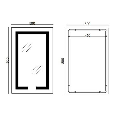MIXXUS HARD MR06-50x80 Дзеркало (часи, LED-підсвічування, антизапотівання)
