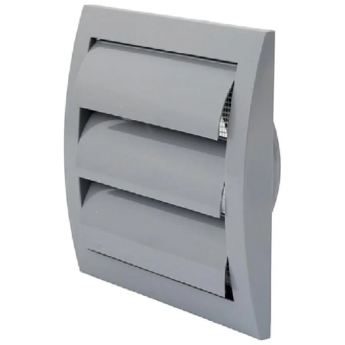 Решітка ND12ZP пластикова, 190x190mm, O125mm, з жалюзі, сіра