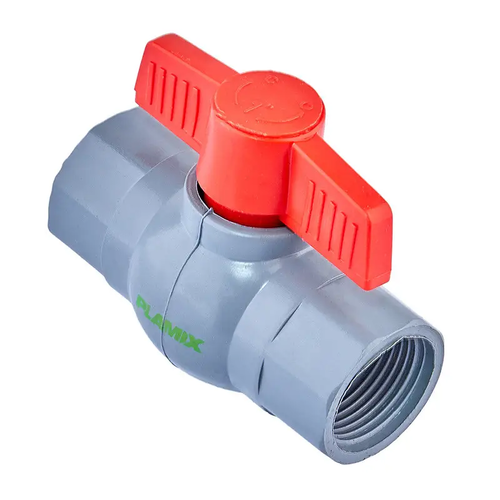 PLAMIX PVF - 1  FF Кран кульовий PVC, ручка "метелик"(grey+red) (130 шт/ящ, 10 шт/пакет)