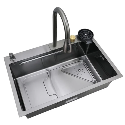 MIXXUS PREMIUM MH7246-SET-01 NANO-BLACK Мийка із вбудованим змішувачем з нерж. сталі