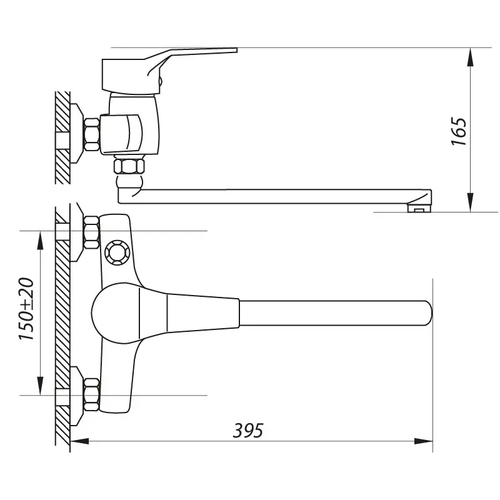 ZERIX NEO 180 Змішувач для ванни