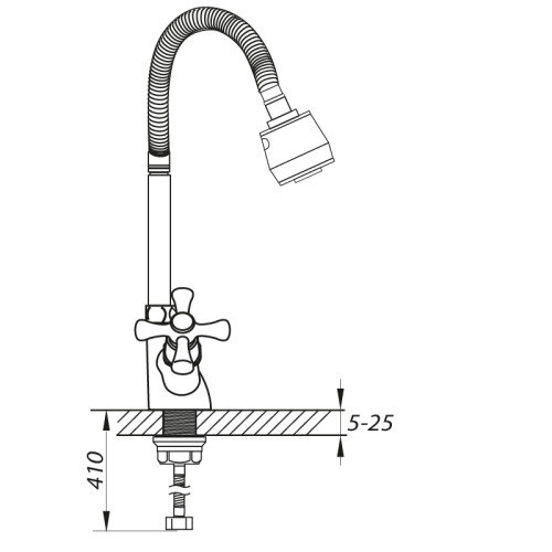 ZERIX TLH 722 REFLECTOR Змішувач кухня Гибкий