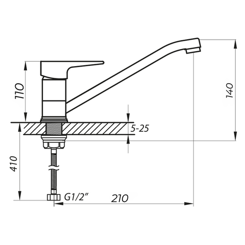 ZERIX SOP4-A 045 - 25см Змішувач для Кухні