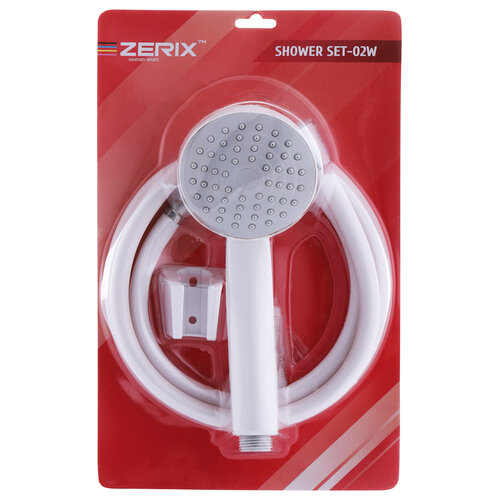 ZERIX SHOWER SET 02W (шланг, лійка, тримач) Білий