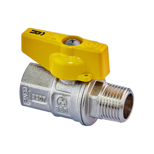 Roho R111-050G - 1/2" ВЗ Кран кульовий ГАЗ, ручка "бабочка" жовта
