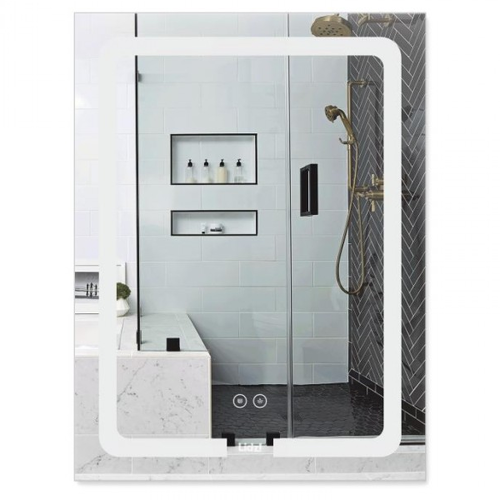 GRUNVEL S500700 - 03, Дзеркало прямокутне з фронт. підсвіч. шир. 3 см, протизапотівання, 500*700
