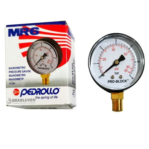 PEDROLLO Манометр 0-6 RAD Бокове під'єднання 1/4 -  (B32-2IT), 9026204000