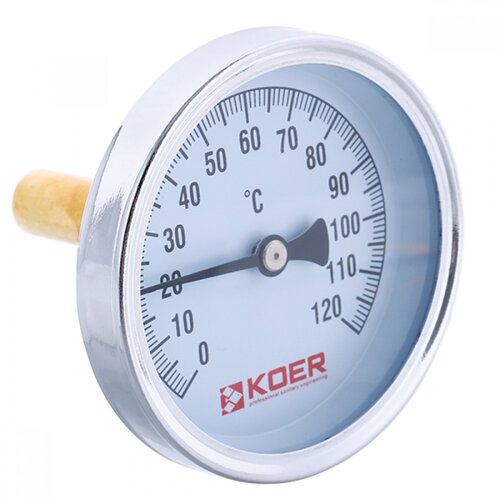 KOER KT.671A D=63мм 120 град. 1/2'' Термометр аксіальний з занурювальн. гільзою, щуп=50мм(100 шт/ящ)