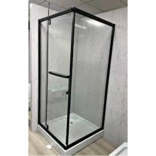 GNUNVEL GNS-09 - 90 * 90 * 195 Душова кабінка 6мм скло Квадратна. Чорне. Прозоре скло, БЕЗ ПІДДОННА
