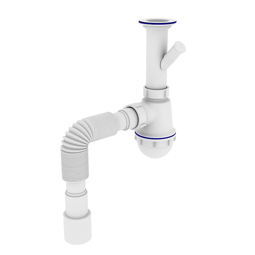 ZERIX SK-01-B 1 1/2"x40 Сифон для кух. з литим випуском та відводом для пральної машини (40 шт/ящ)
