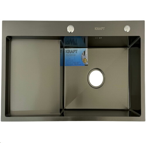 KRAFT Мийка Handmade HS7848 AR - B - BLACK DECOR Права 780*480*230+корзина  Чорна