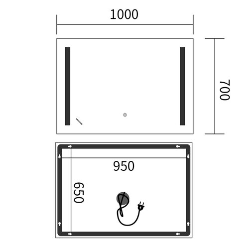 MIXXUS PREMIUM LINES MR18-100x70-REVERSE Дзеркало (LED Touch, Anti-fog, димер рег. яскр.) (5шт/ящ)