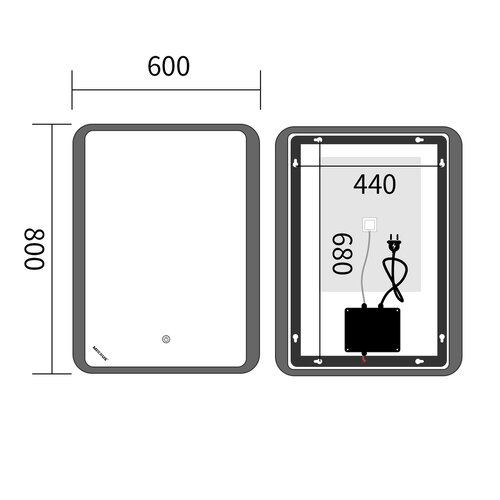 MIXXUS PREMIUM OLIVARY MR19-80x60-REVERSE Дзеркало (LED Touch, Anti-fog, димер (3-6,5kK)) (5шт/ящ)