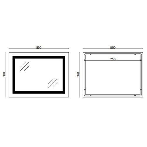 MIXXUS TALL MR08-80x60-REVERSE Дзеркало з LED Touch, Anti-fog, димером, рег. яскр. (5 шт/ящ)