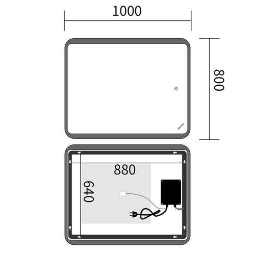 MIXXUS PREMIUM OLIVARY MR19-100x80-REVERSE Дзеркало (LED Touch, Anti-fog, димер (3-6,5kK)) (5шт/ящ)