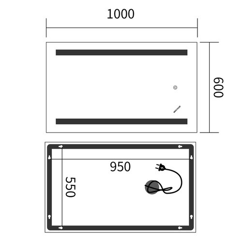 MIXXUS PREMIUM LINES MR17-100x60-REVERSE Дзеркало (LED Touch, Anti-fog, димер рег. яскр.) (5шт/ящ)