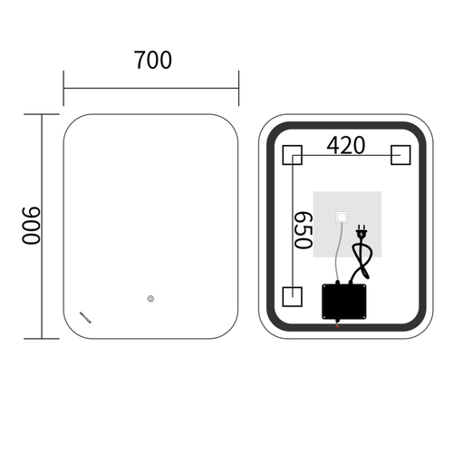 MIXXUS PREMIUM DIVERSE MR15-90x70-REVERSE Дзеркало (LED Touch, Anti-fog, димер (3-6,5kK)) (5шт/ящ)