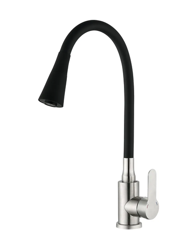 MIXXUS DAX-011 REFL.BLACK Зміш. для кухні з силік. вил. з нерж. сталі SUS304 (вил. чорний)(10 шт/ящ)