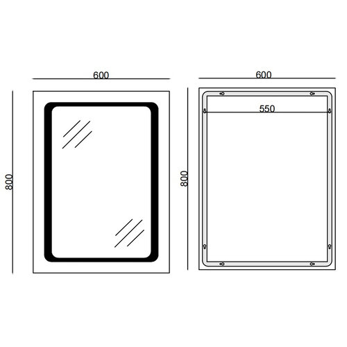 MIXXUS TWEE MR09-80x60-REVERSE Дзеркало з LED Touch, Anti-fog, димером, рег. яскр. (5 шт/ящ)