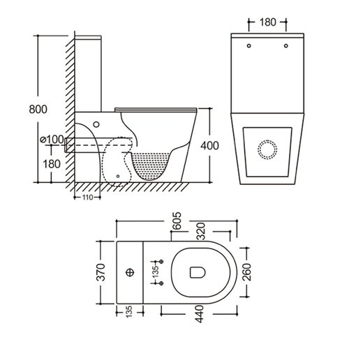 MIXXUS BEVEL-0405-R (компл.в 2 ящ) Унітаз-компакт 605х370х800mm, система змиву RIMLESS
