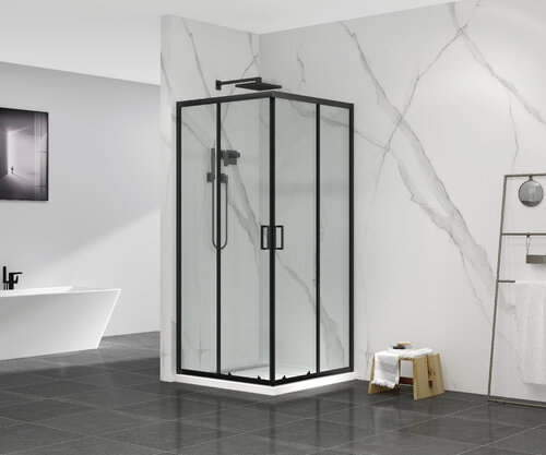 MIXXUS PREMIUM DIVERSE SC02-90x90x195-TR BLACK Душова кабіна без піддону прозоре скло 5мм (1 шт/ящ)