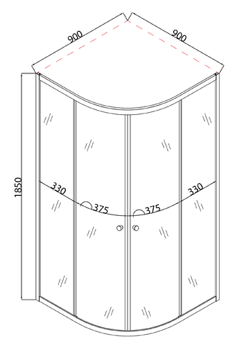 MIXXUS PLAIN SC01-90x90x185-TR CHROME Душова кабіна без піддону прозоре скло 4мм (1 шт/ящ)