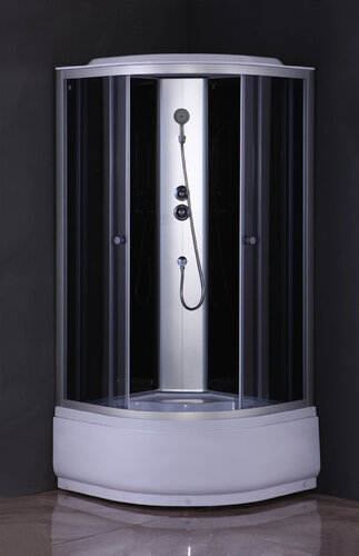 MIXXUS STRONG SB01-90x90x215-GR SATIN (в 3 ящ) Бокс душ. без гідром. з вис.піддон. сіре тон.скло 4мм