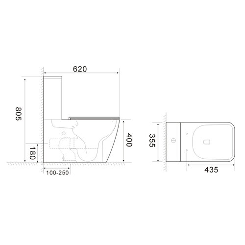 MIXXUS QUADRO-0404-T1 (компл.в 2 ящ) Унітаз-компакт 660х360х820mm, система змиву TORNADO 1.0