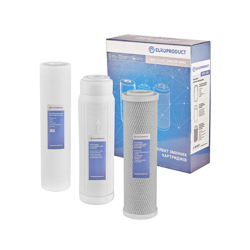 EUROPRODUCT EPV-100 Комплект змінних картриджів (ППР 5мкм+пом'якшення+спрес.вугілля) (10 шт/ящ)