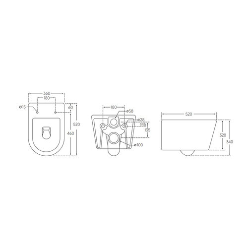 MIXXUS BEVEL-0302-T3 Унітаз підвісний 520х360х365mm система змиву TORNADO 3.0 (1 шт/ящ)