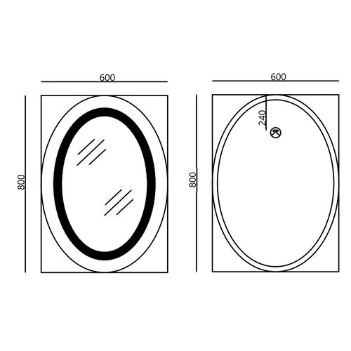 MIXXUS PLAIN MV02-60x80 Дзеркало з LED Touch, Anti-fog, димером, рег. яскр., годинником (5 шт/ящ)