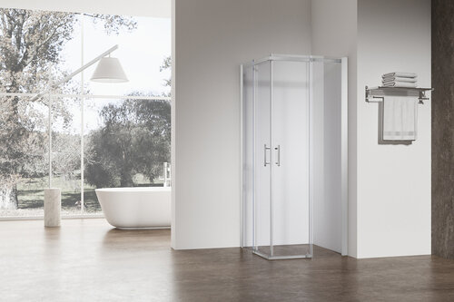 KOER SR SC03-100x100x200-TR-01 Душова кабіна без піддону прозоре скло EASY CLEAN 6мм ХРОМ (1 шт/ящ)