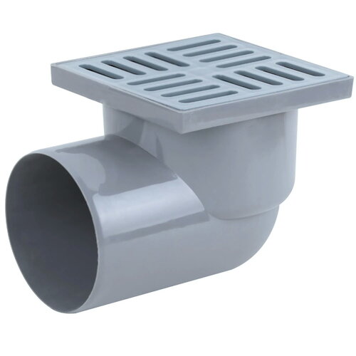 KRONOPLAST TS11500402 Трап нерегульований з горизонт.випуском 50 (пласт.решітка 150*150) сірий