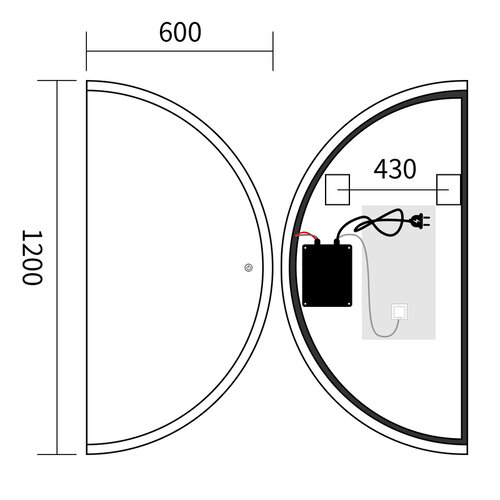 MIXXUS PREMIUM TOPPER MS03-60x120 Дзеркало (LED Touch, Anti-fog, димер (3-6,5kK)) (5 шт/ящ)